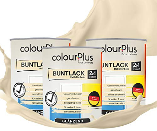 colourPlus 2in1 Buntlack Glänzend (2,25L Hellelfenbein/Beige RAL 1015) – Wetterfeste Holzfarbe Holzlack & Küchenmöbellack. Getrocknet auch für Kinderspielzeug. Für Innen & Außen