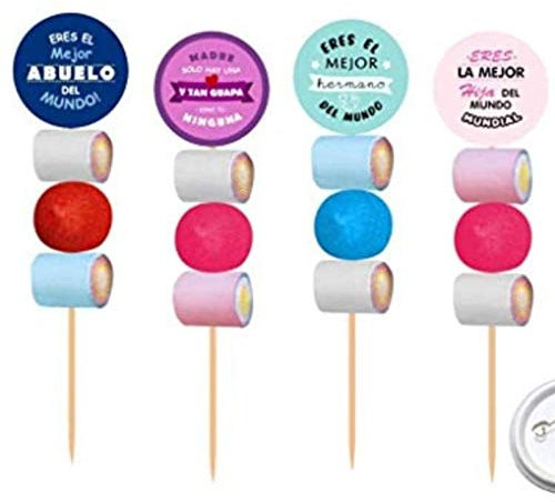 Lote de 15 Originales Brochetas de Golosinas Chapa Alfiler Familia (A Elegir). Recuerdos. Juguetes y Regalos para Fiestas de Cumpleaños, Bodas, Bautizos y Comuniones.DC (PAPA)