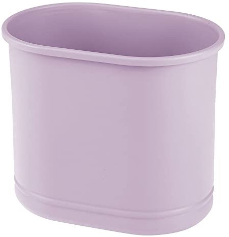 mDesign poubelle salle de bain pratique – poubelle ovale spacieuse pour la salle de bain, le bureau et la cuisine – petite corbeille à papier en métal – violet clair