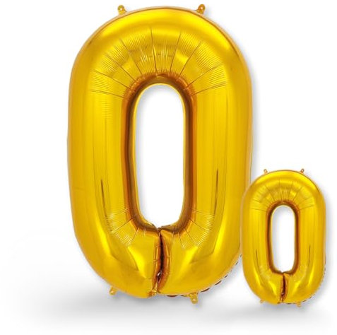 FUNXGO® folienballon 0 gold - 2 Stück -100cm & 38cm- Luftballon Zahl 0 - Ballon 0 Deko zum Geburtstag, Hochzeit, Jubiläum oder Fest, Party - Ballon 0 gold