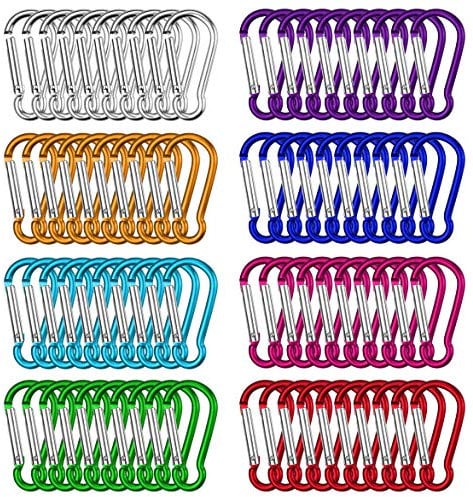 Dadabig 80 Stück Karabiner Schlüsselanhänger Mini Feuerwehr Karabiner Gefederter Verschluss Karabinerhaken aus Aluminiumlegierung Klein Kletterschnalle für Reisen Wandern (Kürbisform bunt 46 x 22mm)
