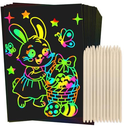 ZMLM Scratch Rainbow Art Paper Set - 100Pcs Magic Scratch Off Art Craft Supplies Kits for Kids Girls Boys Black Scratch Notes Sheet Doodle Pad for Fun DIY Toy Return Gift Birthday Party Favors