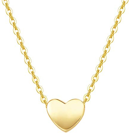 Carleen Solide 14 Karat 585 Gelbgold Herz Anhänger Kette klein Basic Minimalist Halskette Valentinstag Geschenkschmuck für Damen Mädchen - Verstellbar Kettenlänge: 40 + 5 cm