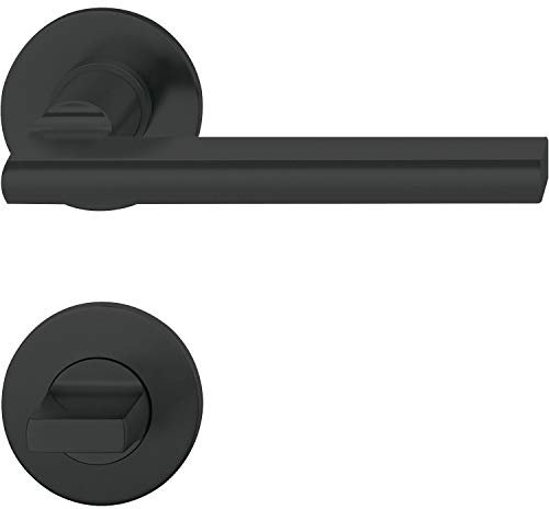 FSB Türbeschlag 1035 | Türgriff auf Flachrosette WC, 38-42 | Aluminium schwarz