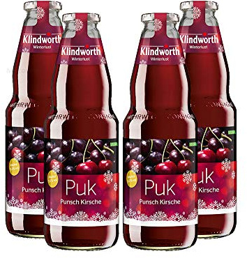 Klindworth Puk - 4x Alkoholhaltiger Punsch mit Kirsche-Vanille-Rum-Geschmack 4er Set 1L (9,3% Vol) inkl. Pfand MEHRWEG- [Enthält Sulfite]