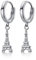 Eiffelturm Baumelnde Creolen für Damen Mädchen Zirkonia Sterling Silber Kleine Creolen Tropfen Huggie Knorpel Ohrringe