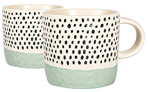 Nicola Spring Getauchte Dotty Stone to Coffee Tugs - 385ml - Blau - Pack Von 2