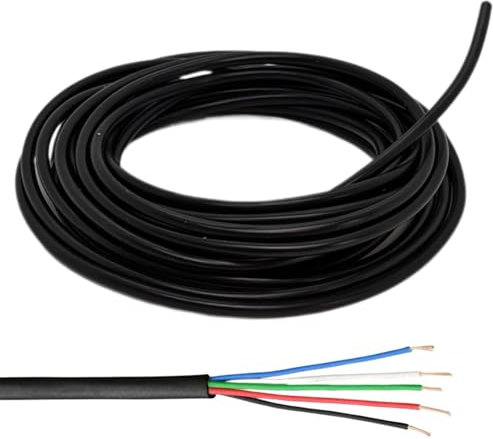 Lumonic 5x 0,34mm² RGBW LED Steuerleitung schwarz 100m I ummanteltes 5 adriges Kabel flexibel I Geschirmtes Steuerkabel, LiYY Verlängerung, Stromkabel