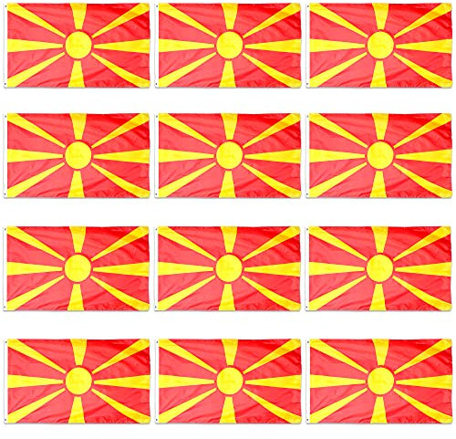 Bandera de Macedonia del Norte de Macedonia Decoración para Disfraz, Bandera Grande de Macedonia del Norte con Ojales de Aproximadamente 5ft x 3ft, fútbol, Rugby, Eventos Deportivos y Celebraciones