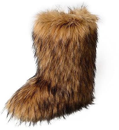 ZOSCGJMY Damen Künstliche Fell Pelz Stiefel Winter Boots Winterstiefeln Langstiefeln Warm Gefüttert Schnee Stiefel