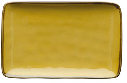 Rose Tulipani Teller rechteckig Steingut Servierplatte Eckig Platte CONCERTO Ocra/Gelb 20 x 13 cm