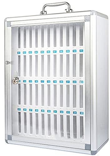 Arbeitszimmer Schlüsselkästen Abschließbarer Handy-Tresor Transparenter Student Tragbarer Personalspeicher Schließfach Restaurant-Truppen-Meeting-Aufbewahrungsbox (Color : Silver, Size : 48)