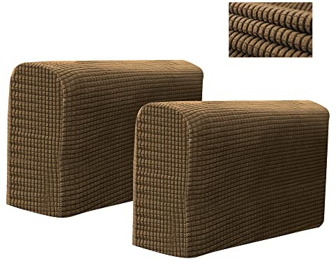 Kaket 2 PCS Sofa Armrest Covers, Chair Arm Protectors Stretch, Sofa Armchair Couch for Sofa, Armchair, Couches, Recliner (Light Brown)