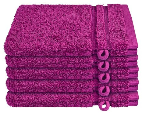 Schiesser Frottier Waschhandschuh Milano im 5er Set | 100% Baumwolle aus nachhaltiger Produktion | weich, saugstark, farbecht | 16x22cm | Fuchsia