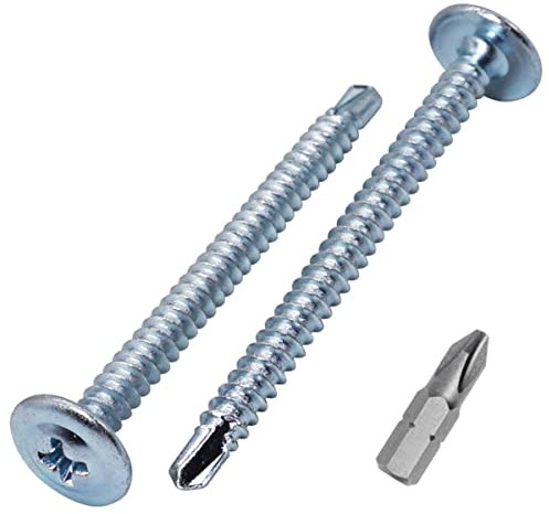 SKIR'CO Lot de 30 vis autoforeuses plaquées zinc 4,2 x 60 mm, vis à tôle en métal, tête bombée modifiée au pH