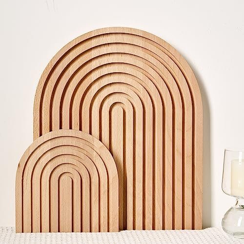 Homtik Arco arcoíris de madera – Decoración moderna de habitación bohemia para estante de pared, chimenea, mostrador, mesa – Decoración estética del hogar para sala de estar, cocina, dormitorio