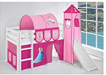 LiloKids LIT MI-Haut Jupiter avec Toboggan - 90 x 190 - Reine des Neiges