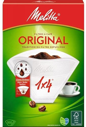 Filtres à café MELITTA Original 1X4 - Pack de 100 pour une expérience de café exquise - Le Lot De 4