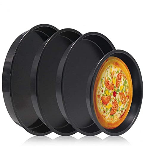 4 Pezzi per Pizza Pentole Set Forno in Acciaio Carbonio Forno Cucina Non Abbigliamento per Pizza Rotonde