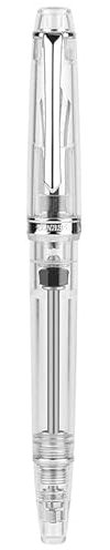 OUSIKA Fountain Pen Vacuum Filling Fully Transparent Fountain Pen Resin Iridium M Nib Writing Gift Pen Office Supplies M Nib Pens