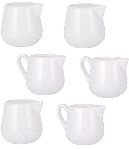 BESTonZON 6 Pièces Mini Crémier En Céramique Avec Poignée Petit Pichet À Crème Sauce Pichet Cruche Avec Bec Saucière Ketchup Café Lait Tasse Pour Café Thé Lait