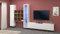 Dmora - Wohnzimmermöbel Emilio, Wohnzimmer-Set TV-Möbel mit 3 Türen, Mehrzweck-Wohnmöbel mit Vitrine und LED-Licht, 100% Made in Italy, cm 310x30h180, Hochglanz weiß und Ahorn