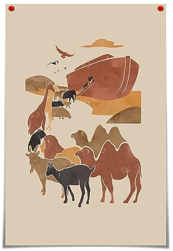 FBKDVC Leinwandbild, christliche Bibelgeschichte, Christus-Bibelverse, Arche Noahs, Boarding-Poster, religiöse katholische Schrift, Druck, Gemälde, Boho, christliches Bild, Glaube, Zimmer,