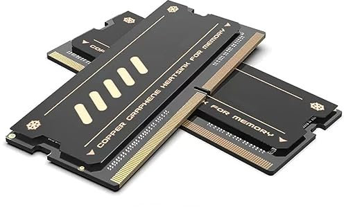 2 Piece Memory RAM Cooler for DDR4 DDR5 Laptop Memory, Pure Copper, Graphene Memory Cooling Heatsink, Stable Durable Copper Heat Sink(Black)