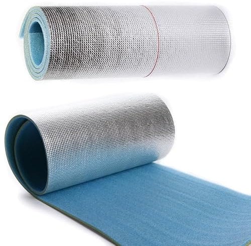 Isoliermatte Zeltmatte Isomatte Thermomatte mit Alu-Folie 50x180 cm Bodenmatte Stärke 0,9cm Touristenmatte Aluminiumschicht
