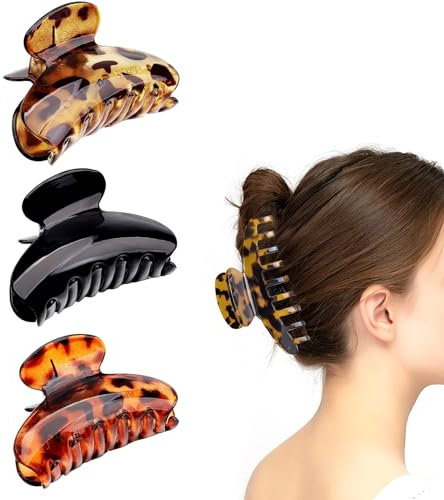 3 Pcs Premium HairClaw Clips,Sturdy and Durable Fine Hair Nonslip Strong Matte Stylish HairClamps,Stylish Hair Clamps Non slip HairClip Strong Hold Jaw Clips for Women Girls Everyday Wear