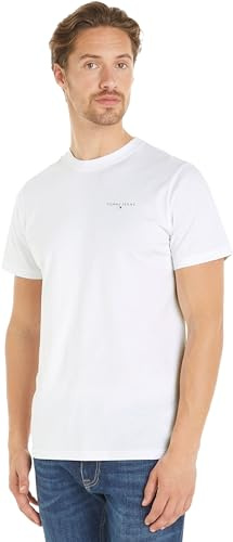 Tommy Jeans Herren T-Shirt Kurzarm Slim Rundhalsausschnitt, Weiß (White), 3XL