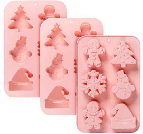 3 Stück Weihnachts-Muffin-Cupcake-Formen, große Größe, Weihnachts-Silikon-Seifenform für handgefertigte Seife, Mini-Kuchen, Schokolade, Süßigkeiten, Gelee und Kerzen, Weihnachtsbaum, Weihnachtsmann,