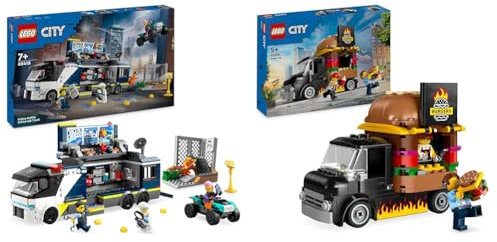 LEGO City Polizeitruck mit Labor, Polizei-Set mit Quad und LKW-Spielzeug für Kinder & City Burger-Truck, Bauset mit Spielzeug-Auto für 5-jährige Kinder