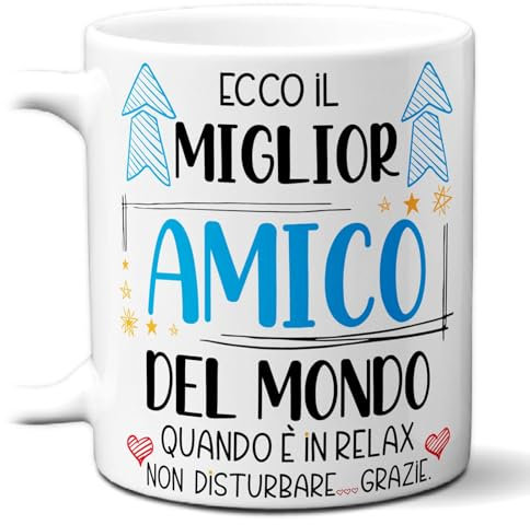 STAMPATEK Tazza Regalo Miglior Amico, Idea Regalo compleanno uomo, Tazza Miglior Amico del Mondo in Relax - MUG177