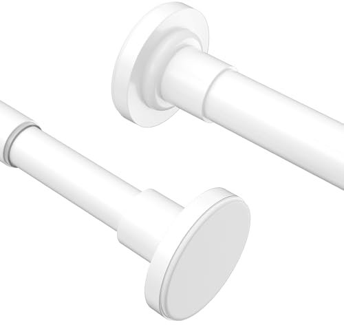 Yeabett 2 aste estensibili per tende, 53-119 cm, aste di tensione per tende, senza forare, non scivolano, non arrugginiscono, bianco