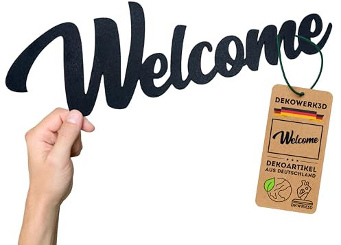 Welcome Targa – Scritta – Decorazione – Targa da parete – Decorazione da parete – Corridoio – Decorazione da parete – Decorazione da parete – Decorazione da parete per la casa – Targa decorativa in