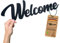Welcome Schild - Schriftzug - Wilkommen Deko - Türschild - Wandschild - Flur Wanddekoration - Wohnzimmer Wand Dekoration - Wandsticker - Wanddeko für zu Hause - Dekoschild aus Kunststoff (L)