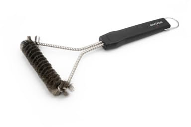 SANTOS Dreieckige-Grillbürste - Edelstahl-Grillbürste 30cm - beseitigt hartnäckige Verschmutzungen - Reinigung von Holzkohle-, Elektro- & Gasgrills