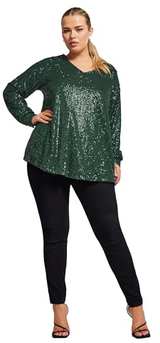 Yours London Curve Sequin V-Neck Top - Women's - Plus Size Curve