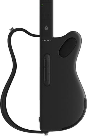 LAVA GENIE Saitenlose Smart Gitarre, keine Saiten angebracht, Hunderte von Instrumentenvoreinstellungen, Onboard-Lautsprecher, faltbar, abnehmbar, schwarz, 77,5 cm