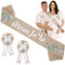 Mommy to Be Schärpe Baby Shower Party Set mit Mom to Be Daddy to Be Abzeichen Babyparty Deko Leinen Schärpen Sackleinengürtel für Werdende Mütter Schwangere Geschenk Party Dekoration