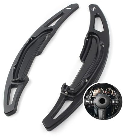 TECART 2 Stücke Auto Schaltwippen Verlängerung Passt für BMW M2 F87 M3 F22 F80 F30 M4 F82 F83 F33 F32 M5 M6 X5 M X6 M Schaltwippen Verlängerung Paddles Alu Alloy Innendekoration Zubehör Schwarz