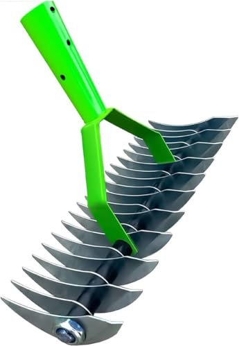 Lawn Aerator Scarifier with Handle - Manual Lawn Grass Soil Aeration Scarification, Dethatching Rake, Lawn Aerator Spikes Aerating Tool, for Lawn Care & Maintenance, Dead Leaves Removal (A, No Handle)