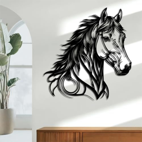 Generisch Pferdekopf Wanddeko Metall, Tierkopf Wanddeko Metall Schwarz, Landhaus Wanddeko, Schlafzimmer Deko Wand