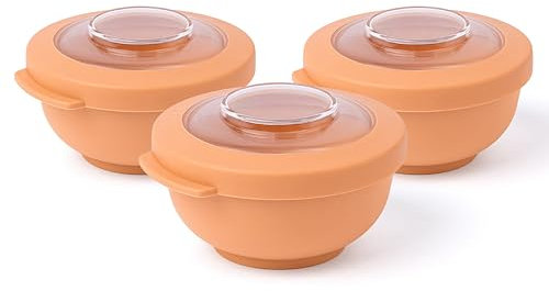 Amuse Tylla Schüssel 3 Stück je 200ml I luftdichte Frischhaltedosen mit Deckel für Meal Prep und Snacks I BPA-freie Vorratsdosen für Kinder und Erwachsene I Snackschale spülmaschinengeeignet I Peach