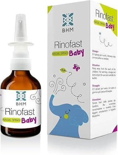 BHM Rinofast Nasal Spray Baby, New Nasal Hygiene Solution for Decongestant, Hayfever Allergy Relief, Blocked Nose, Sinusitis, Long-Term Nasal Health, Also Suitable for Adults, Clinically Proven, 50ml