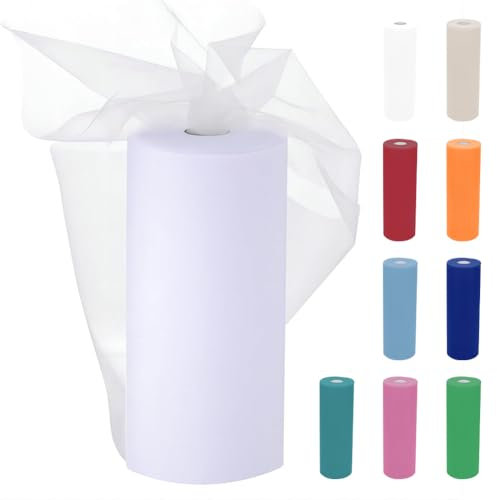 Rouleau de tulle - 30 cm x 91,5 m - Ruban en organza - Pour mariage, fête, tutu, jupe, bricolage, couture, organza à mailles fines - Blanc