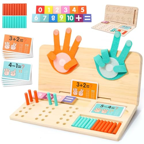Wdmiya Lernspiele ab 4 5 Jahre, Montessori Mathe-Lernspielzeug für Kinder | Pädagogisch Wertvoll Zählspiele und Zahlenbuchstabierung, Geburtstagsgeschenk für Jungen und Mädchen