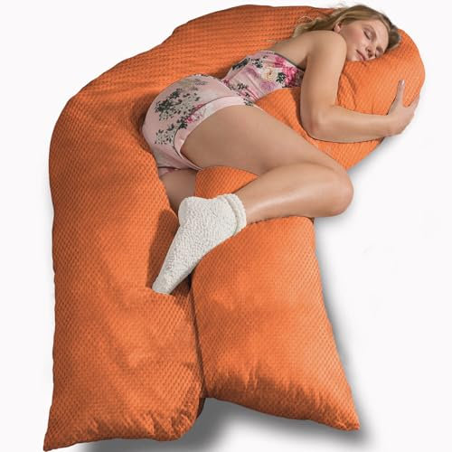 Traumreiter Seitenschläferkissen Visco XXL langes Wendekissen Memory Foam [orthopädisch] + Watte Seite | Schwangerschaftskissen zum Schlafen, Stillkissen Kissen, Komfortkissen mit Bezug Terrakotta