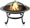 JUNG 502592 Feuerschale mit Funkenschutz, 75 x 58 cm, Mobile Feuerstelle Abnehmbarer Feuerkorb für Terrasse/Garten/Strand/Park, Terrassenofen/Gartenkamin